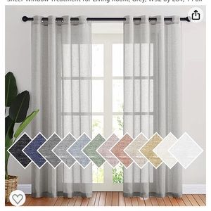 Sheer Curtains Grey, W36 by L84, 2 Pair 4 panels